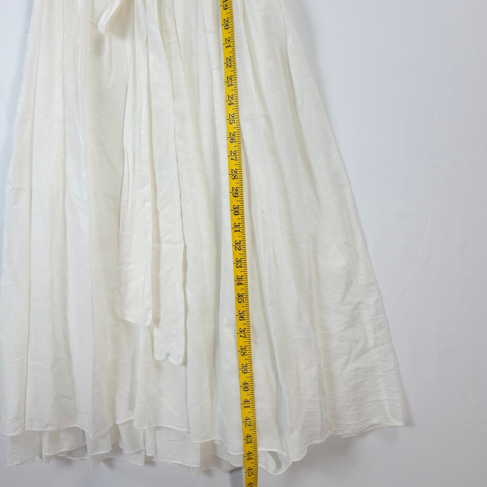 CP Shades Off White Dress Women S Cotton Silk Tie Waist Quiet Luxury Feminine - Picture 5 of 14